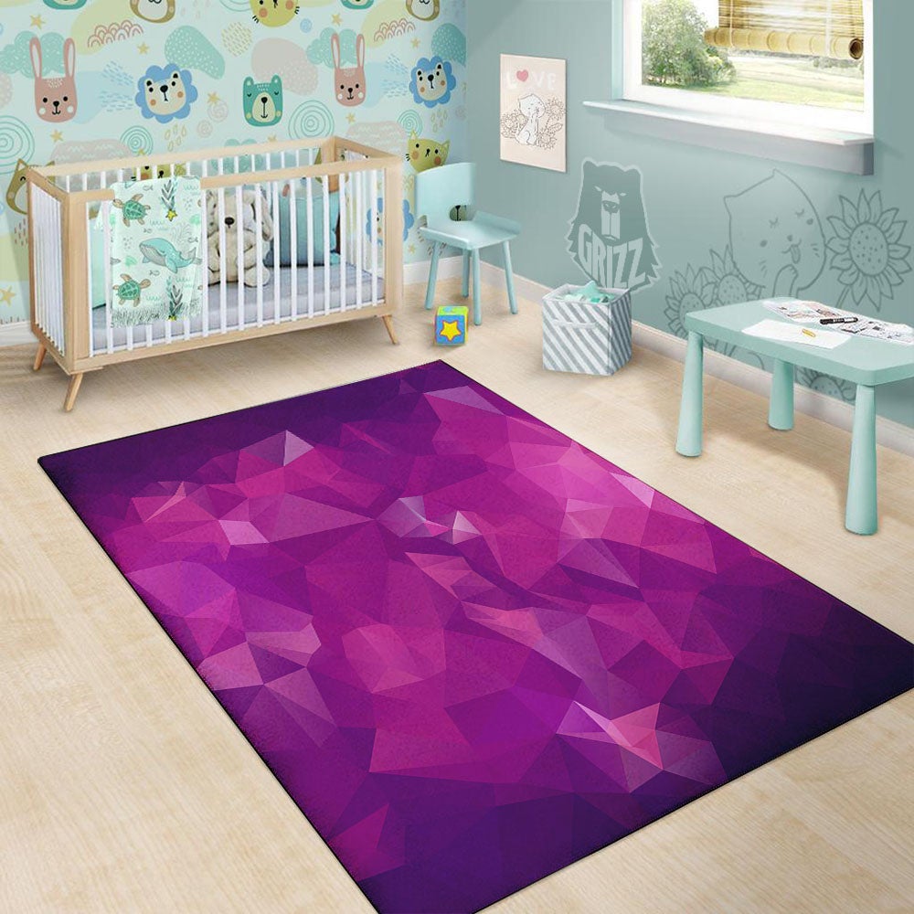 Geometric Violet Polygonal Print Floor Mat-grizzshop