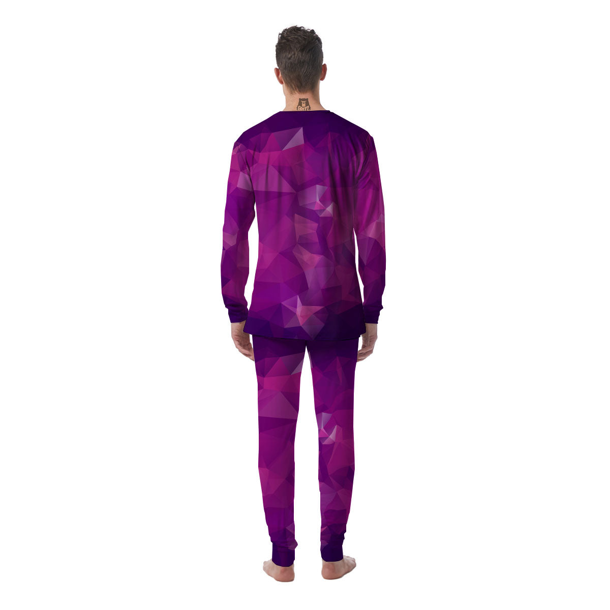 Geometric Violet Polygonal Print Men's Pajamas-grizzshop