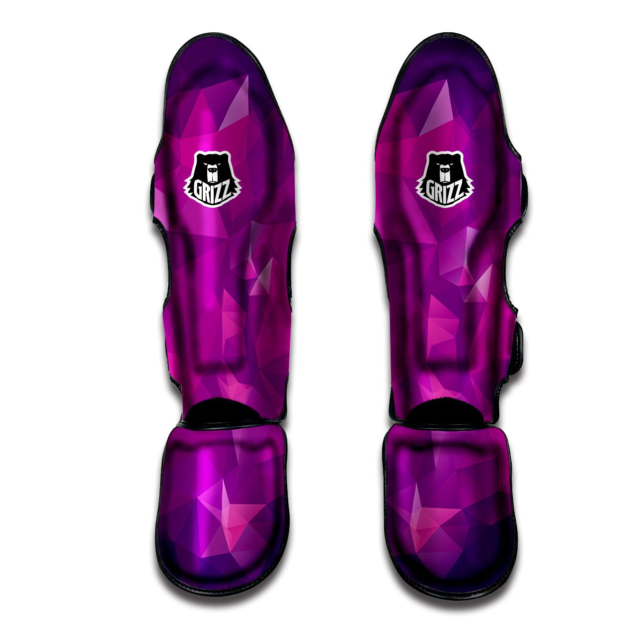 Geometric Violet Polygonal Print Muay Thai Shin Guards-grizzshop