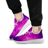 Geometric Violet Polygonal Print White Athletic Shoes-grizzshop