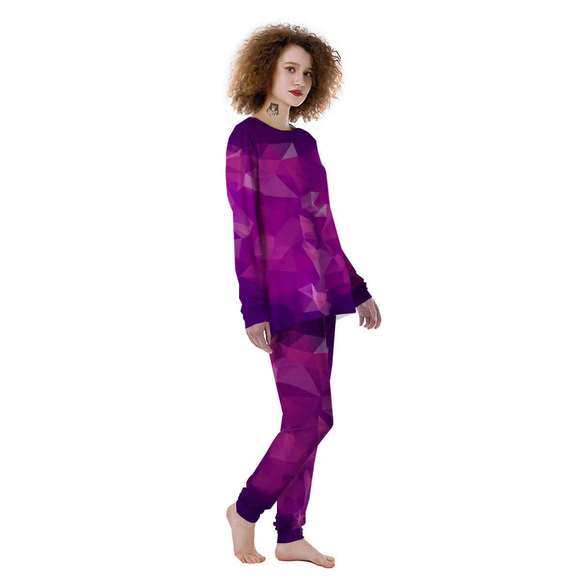 Geometric Violet Polygonal Print Women's Pajamas-grizzshop