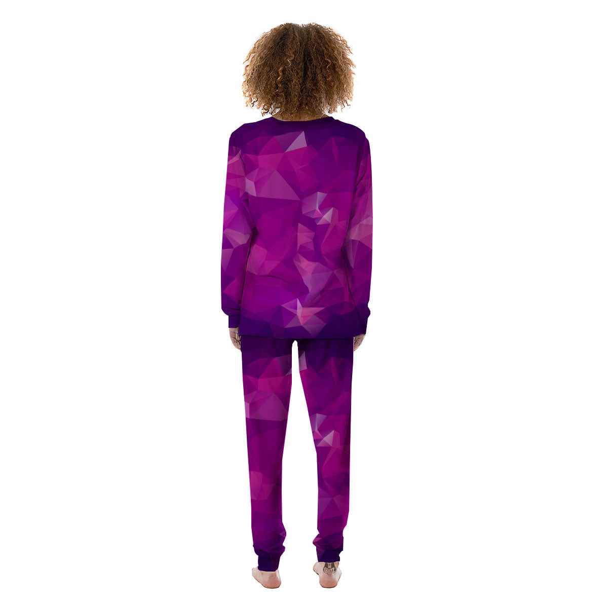 Geometric Violet Polygonal Print Women's Pajamas-grizzshop