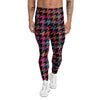 Geometrical Houndstooth And Paisley Print Pattern Men's Leggings-grizzshop