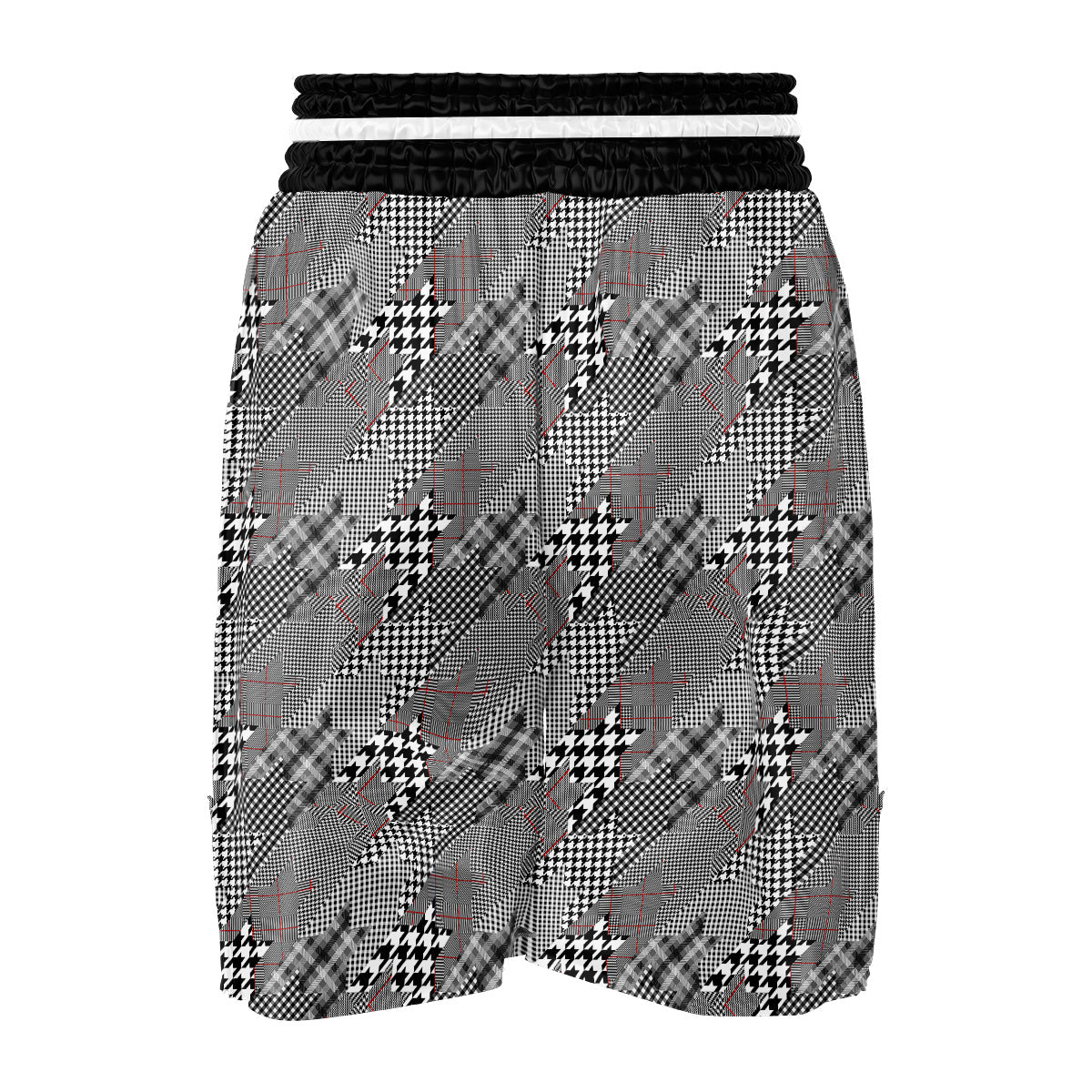 Geometrical Houndstooth Patchwork Print Pattern Boxing Shorts-grizzshop