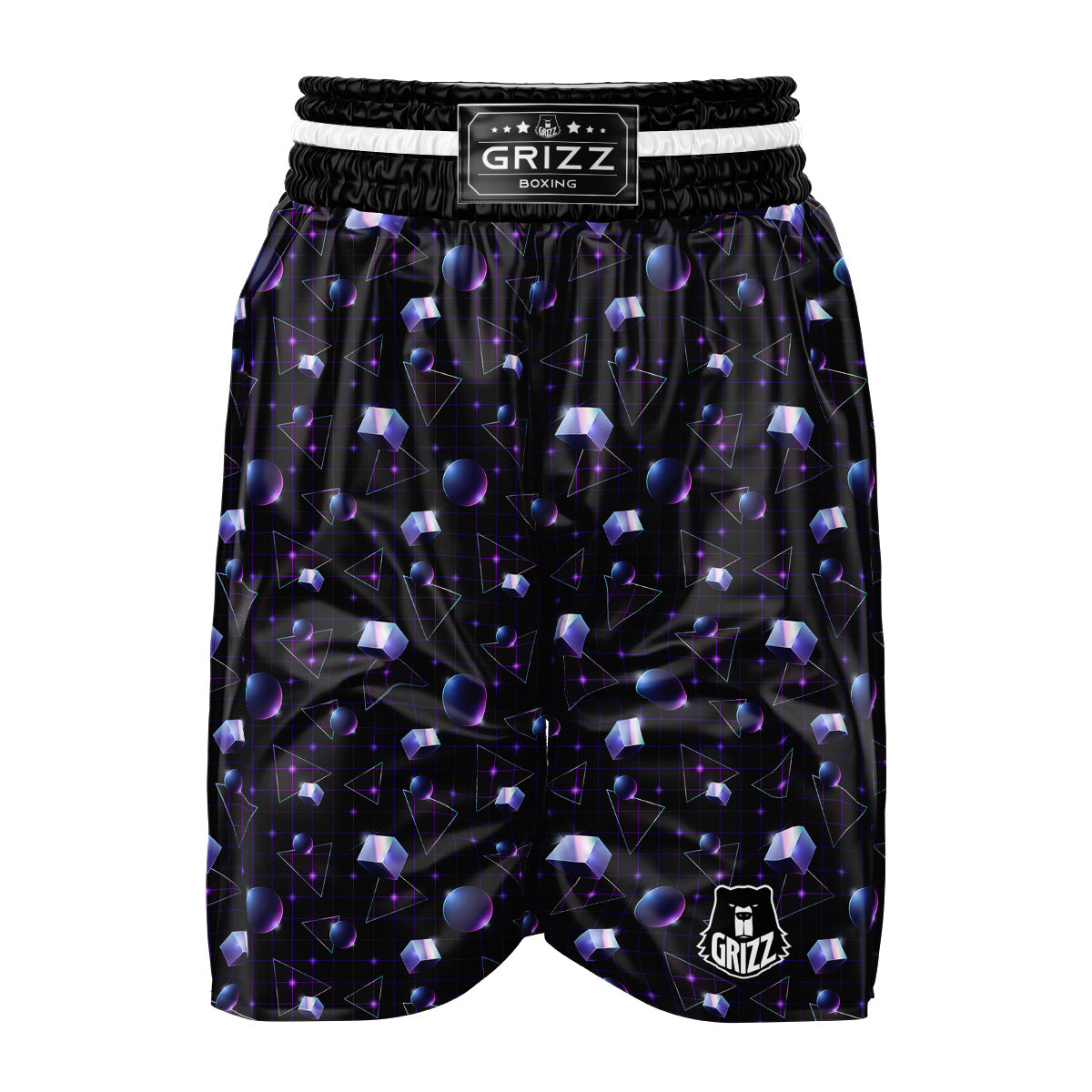 Geometry 80's Style Print Pattern Boxing Shorts-grizzshop