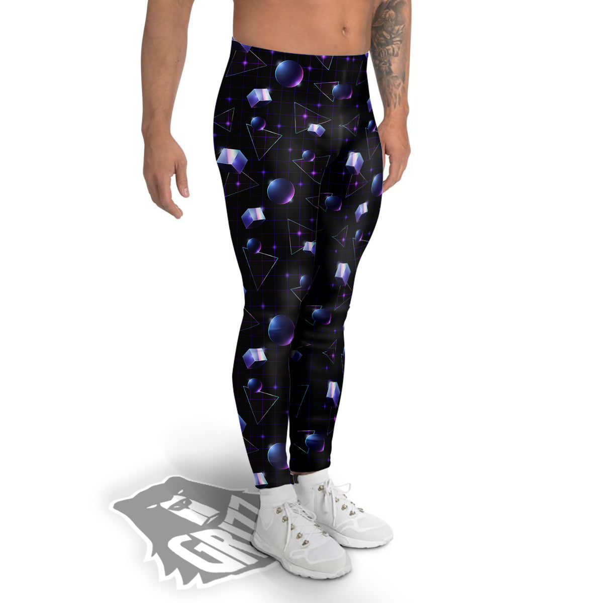 Geometry 80's Style Print Pattern Men's Leggings-grizzshop