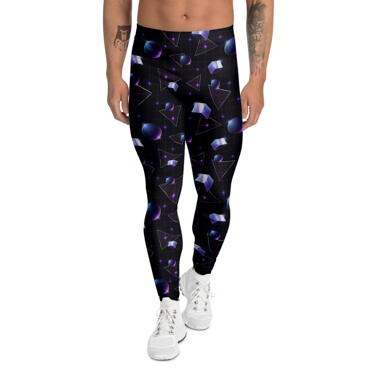 Geometry 80's Style Print Pattern Men's Leggings-grizzshop