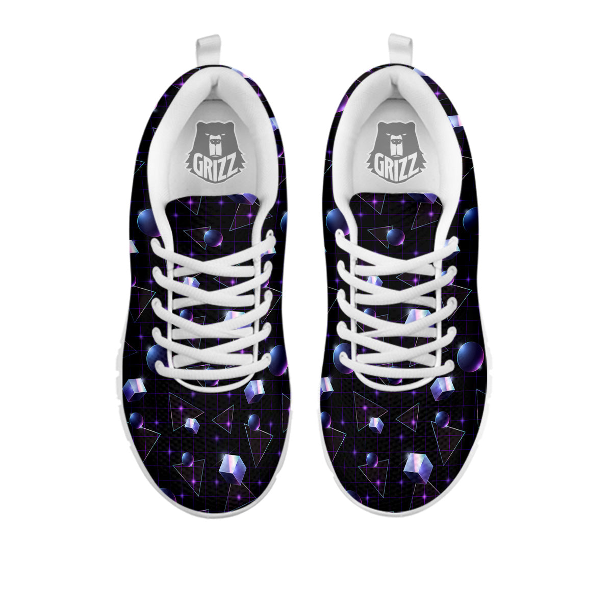 Geometry 80's Style Print Pattern White Sneaker-grizzshop