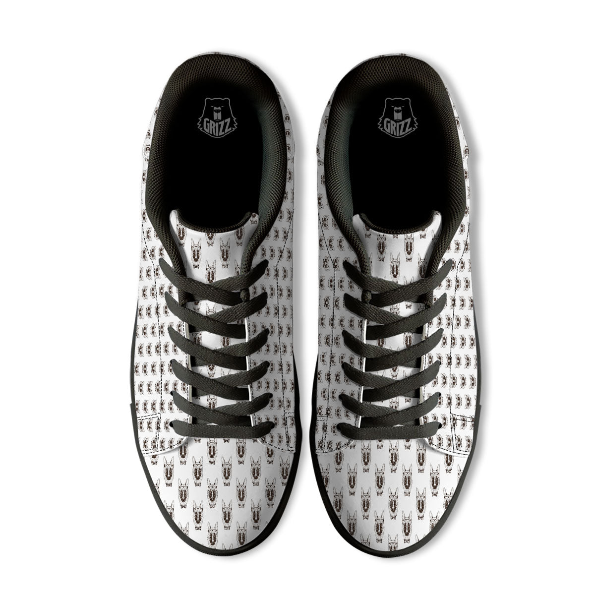German Shepherd Drawing Print Pattern Black Low Top Sneakers-grizzshop