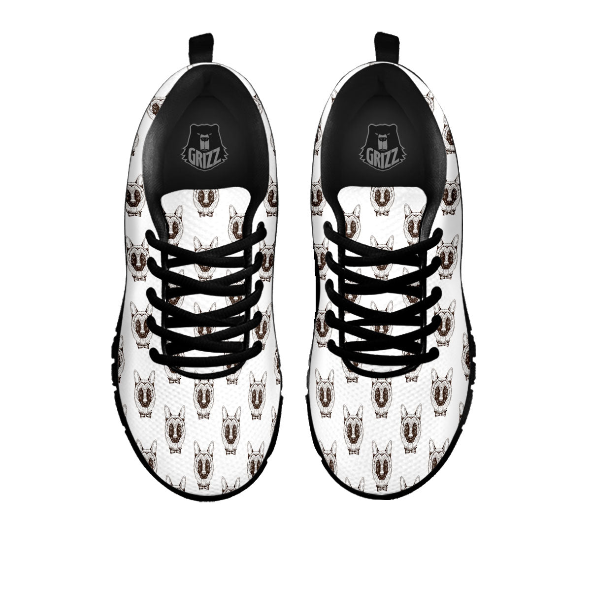 German Shepherd Drawing Print Pattern Black Sneaker-grizzshop