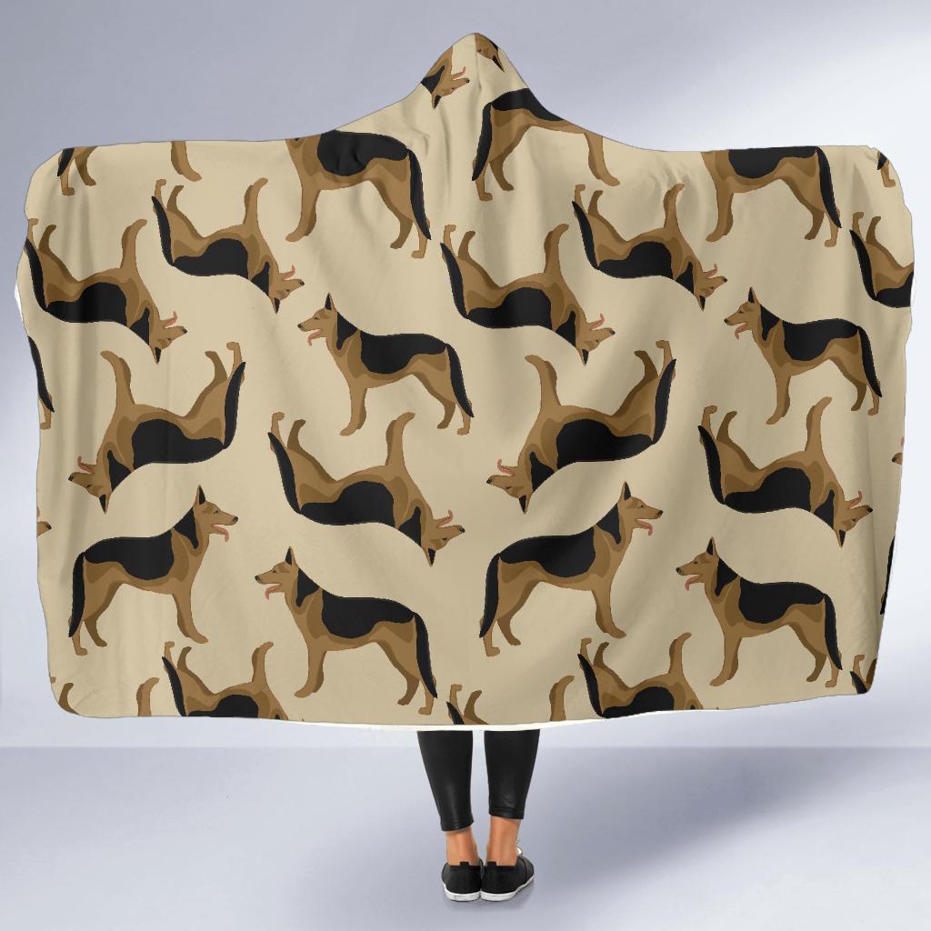 German Shepherd Pattern Print Hooded Blanket-grizzshop