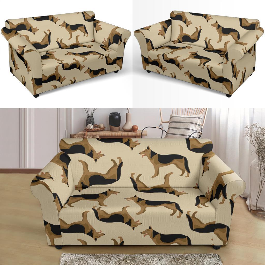 German Shepherd Pattern Print Loveseat Cover-grizzshop