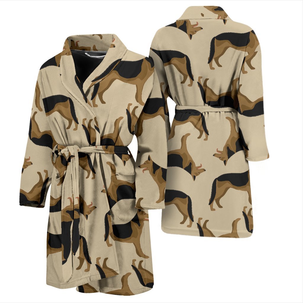 German Shepherd Pattern Print Men Long Robe-grizzshop