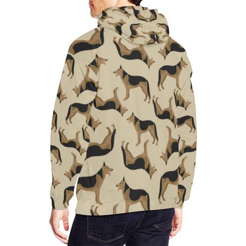 German Shepherd Pattern Print Men Pullover Hoodie-grizzshop