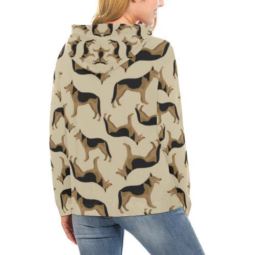 German Shepherd Pattern Print Women Pullover Hoodie-grizzshop