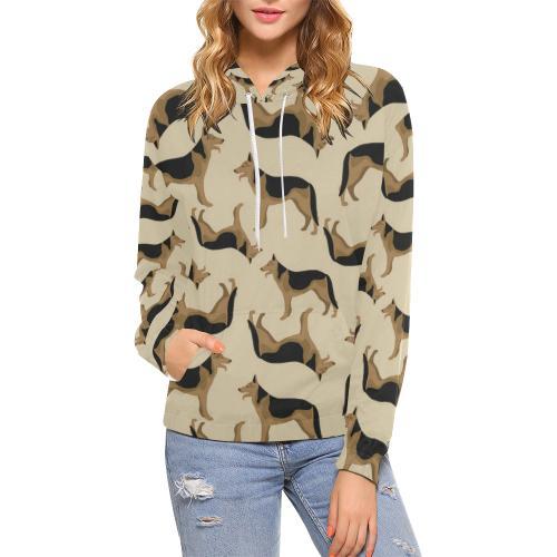 German Shepherd Pattern Print Women Pullover Hoodie-grizzshop