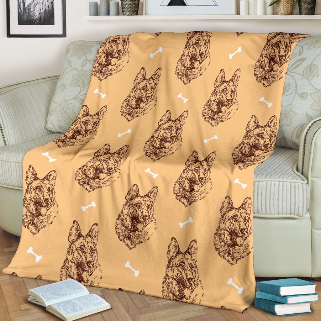 German Shepherd Print Pattern Blanket-grizzshop