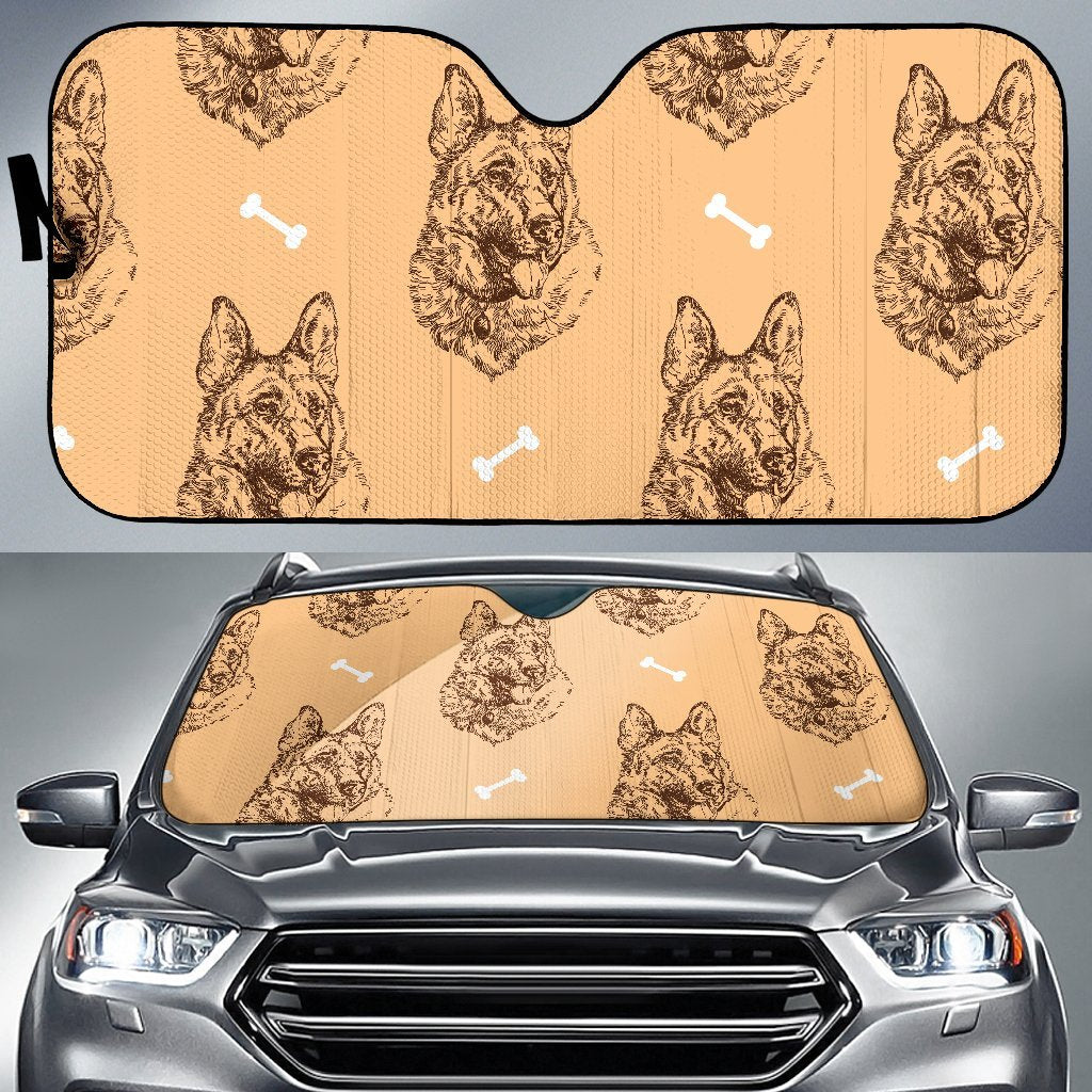 German Shepherd Print Pattern Car Sun Shade-grizzshop
