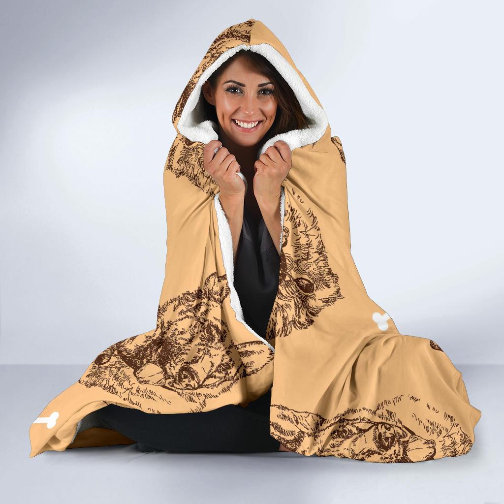 German Shepherd Print Pattern Hooded Blanket-grizzshop