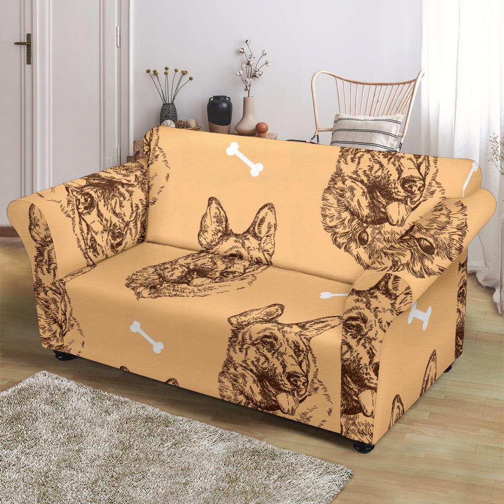 German Shepherd Print Pattern Loveseat Cover-grizzshop