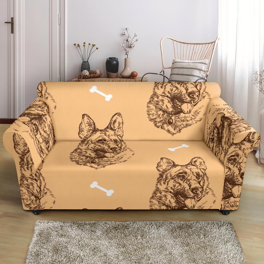 German Shepherd Print Pattern Loveseat Cover-grizzshop