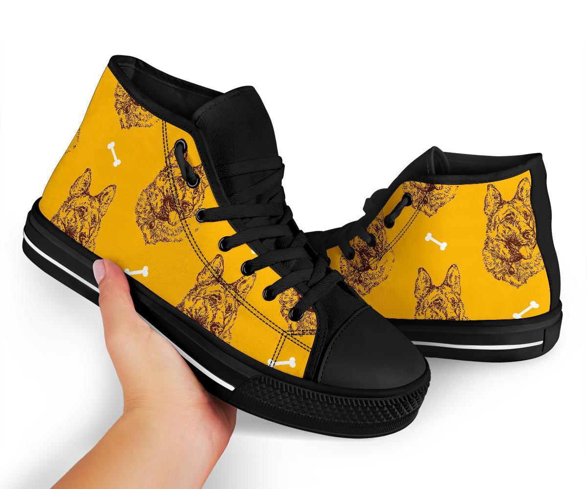 German Shepherd Print Pattern Men Women's High Top Shoes-grizzshop