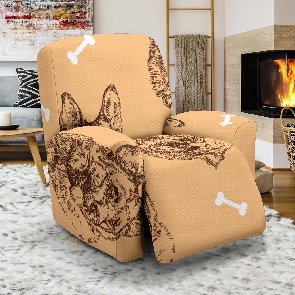 German Shepherd Print Pattern Recliner Cover-grizzshop