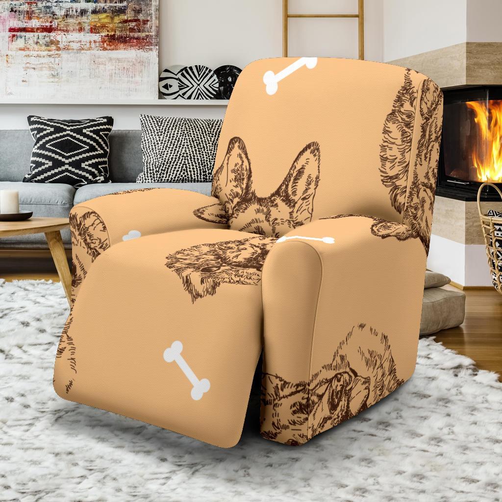 German Shepherd Print Pattern Recliner Cover-grizzshop