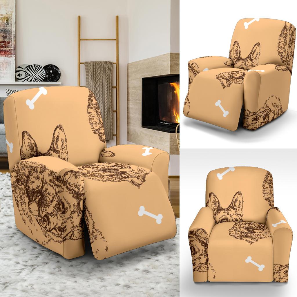 German Shepherd Print Pattern Recliner Cover-grizzshop