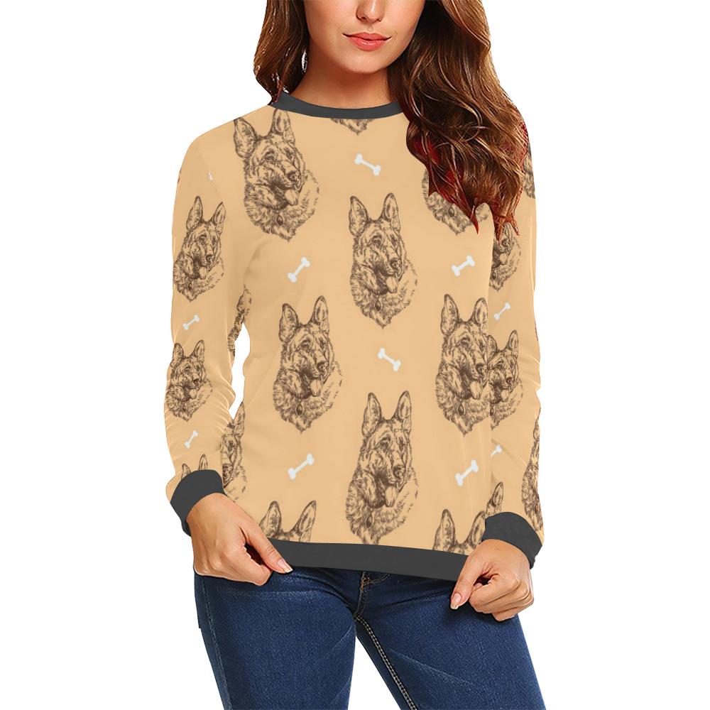 German Shepherd Print Pattern Women's Sweatshirt-grizzshop