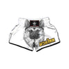 German Shepherd White And Black Print Muay Thai Boxing Shorts-grizzshop