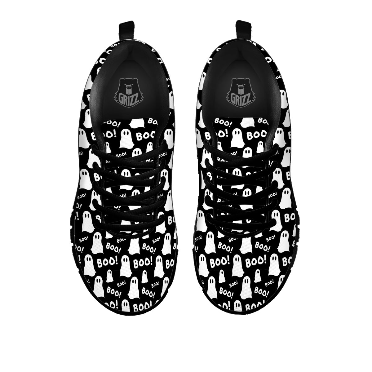 Ghost Cartoon Print Pattern Black Sneaker-grizzshop