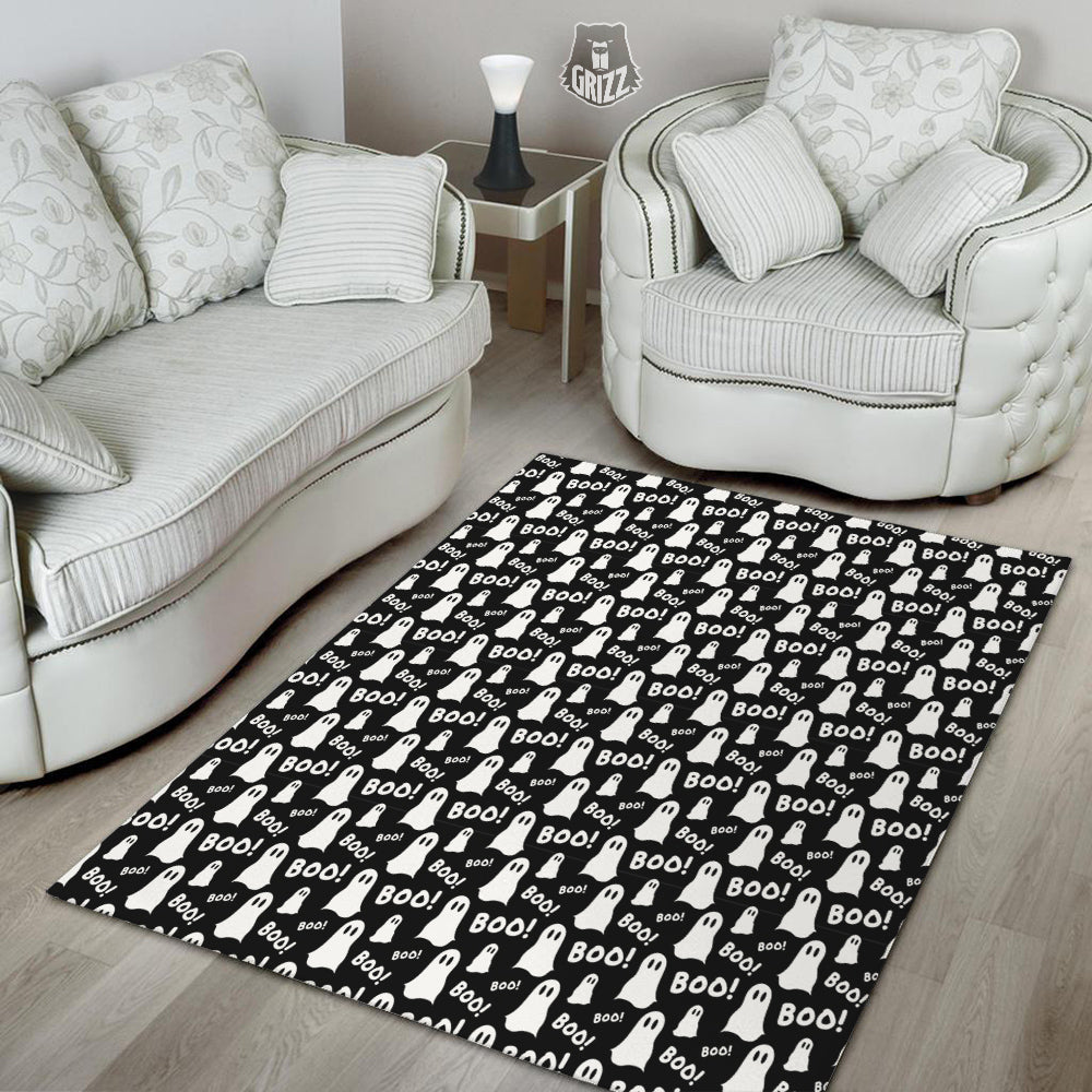 Ghost Cartoon Print Pattern Floor Mat-grizzshop