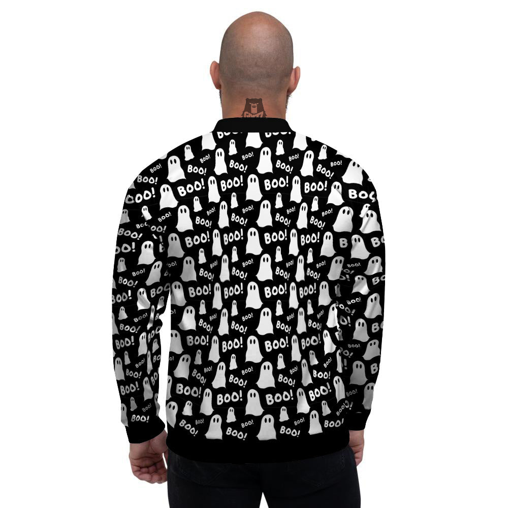Ghost Cartoon Print Pattern Men's Bomber Jacket-grizzshop