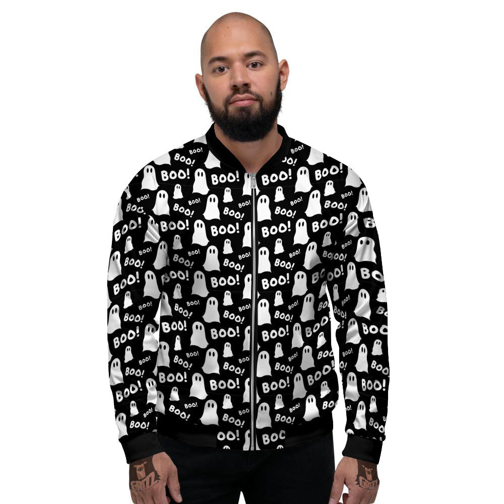 Ghost Cartoon Print Pattern Men's Bomber Jacket-grizzshop