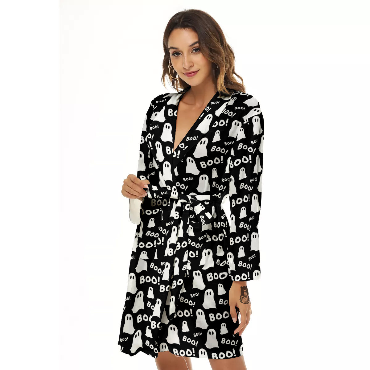Ghost Cartoon Print Pattern Women's Robe-grizzshop