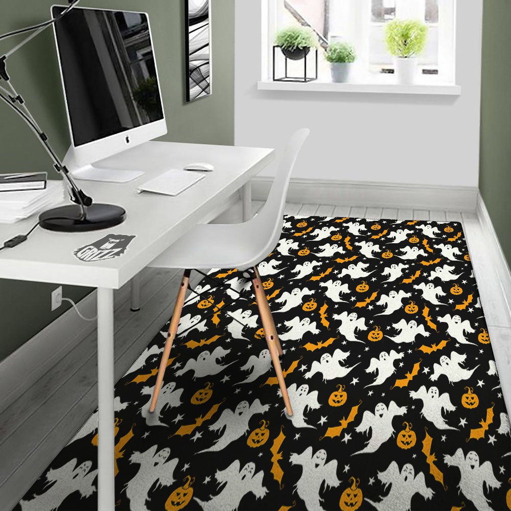Ghost Halloween Print Pattern Floor Mat-grizzshop