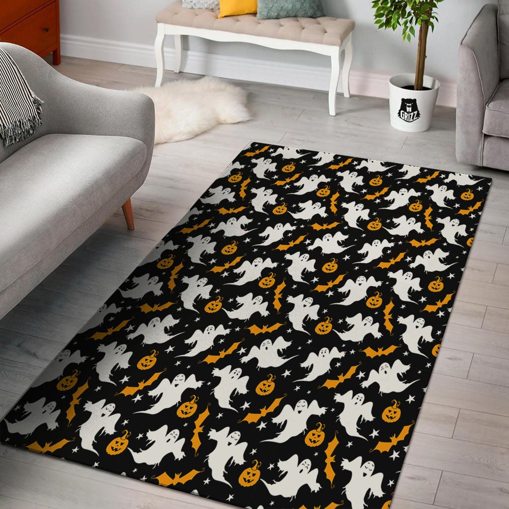 Ghost Halloween Print Pattern Floor Mat-grizzshop