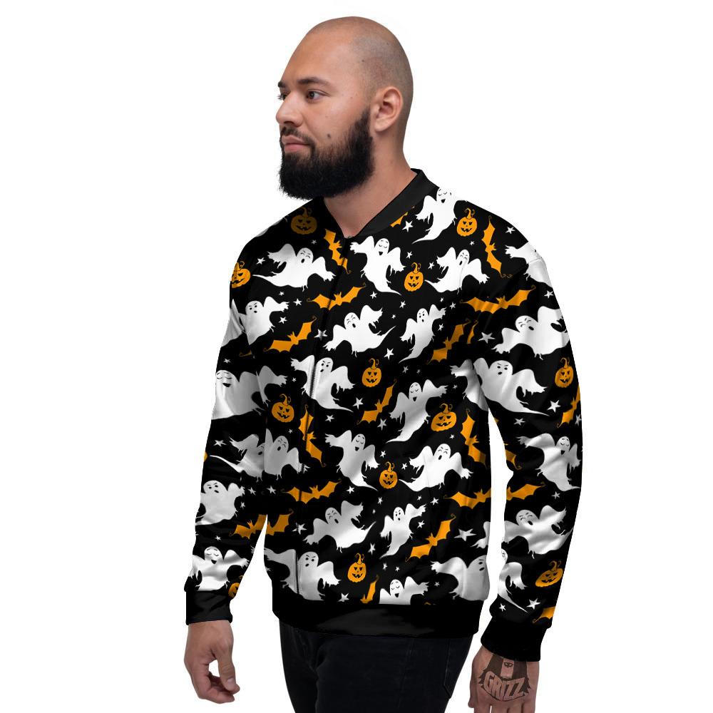 Ghost Halloween Print Pattern Men's Bomber Jacket-grizzshop