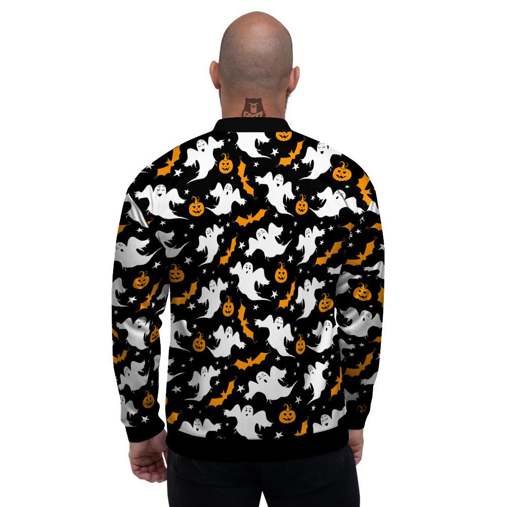 Ghost Halloween Print Pattern Men's Bomber Jacket-grizzshop