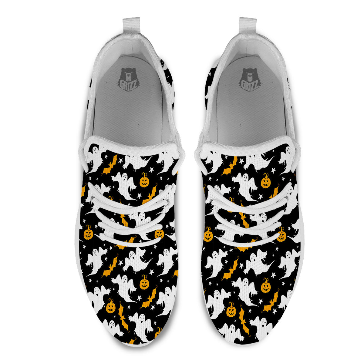 Ghost Halloween Print Pattern White Athletic Shoes-grizzshop