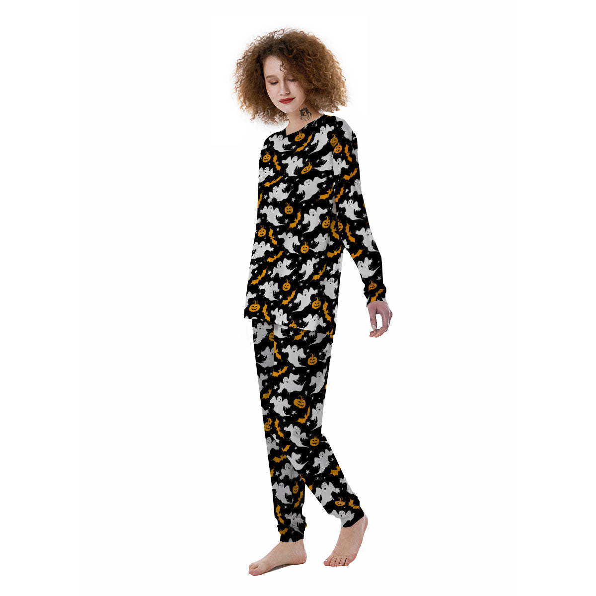 Ghost Halloween Print Pattern Women's Pajamas-grizzshop