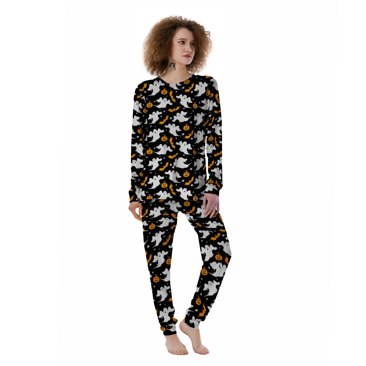 Ghost Halloween Print Pattern Women's Pajamas-grizzshop