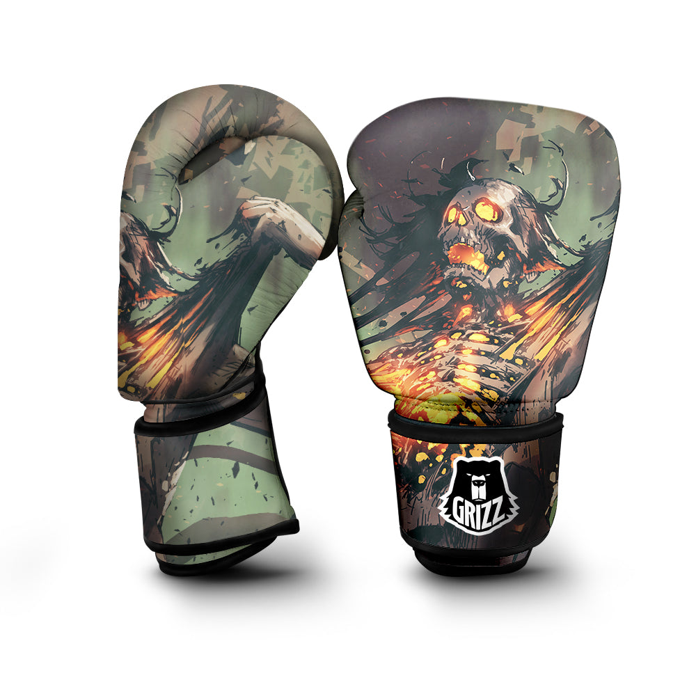 Ghost Skeleton Print Boxing Gloves-grizzshop