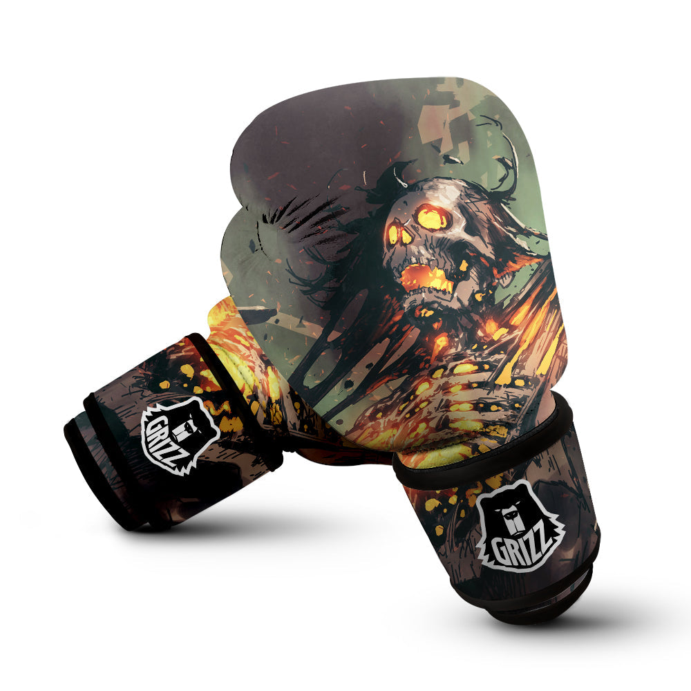 Ghost Skeleton Print Boxing Gloves-grizzshop