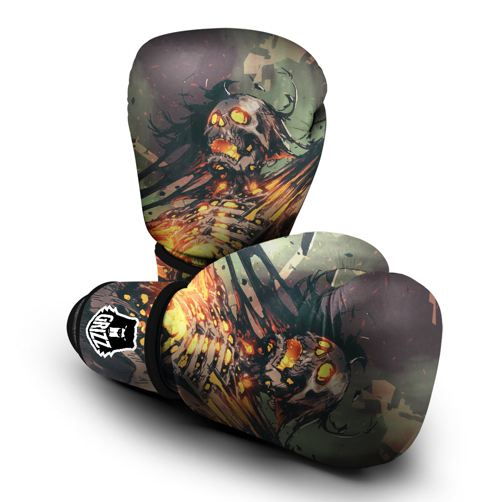 Ghost Skeleton Print Boxing Gloves-grizzshop