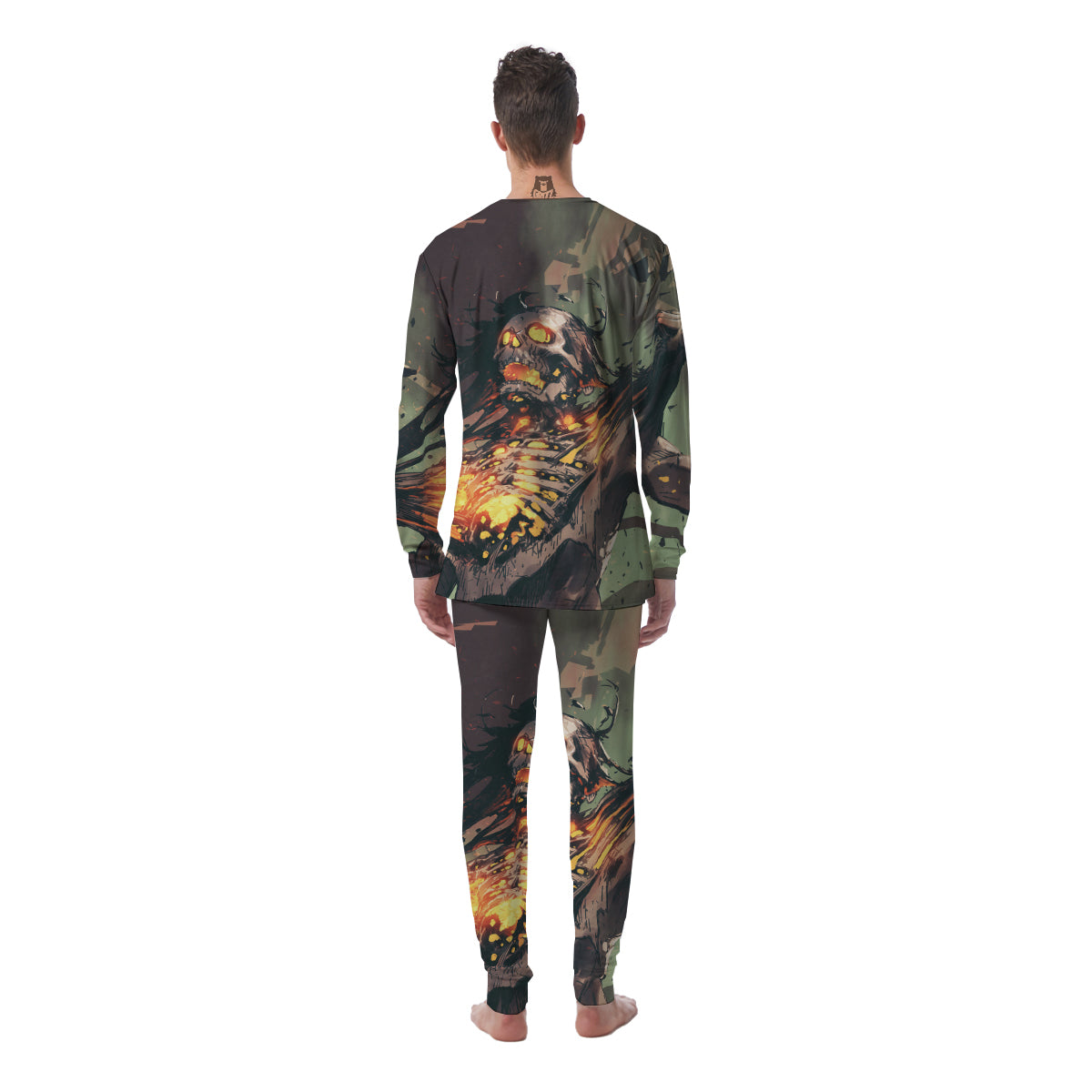 Ghost Skeleton Print Men's Pajamas-grizzshop