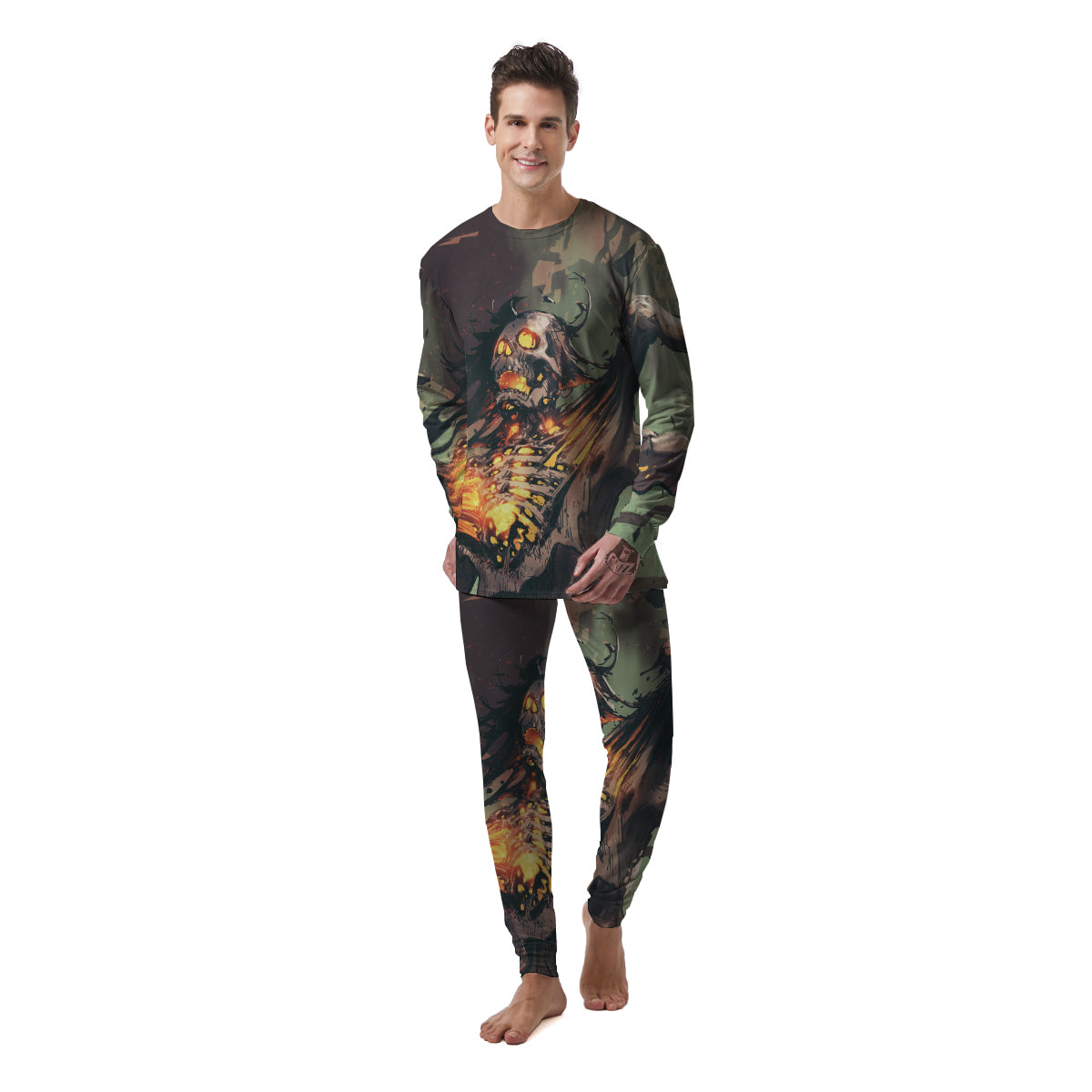 Ghost Skeleton Print Men's Pajamas-grizzshop