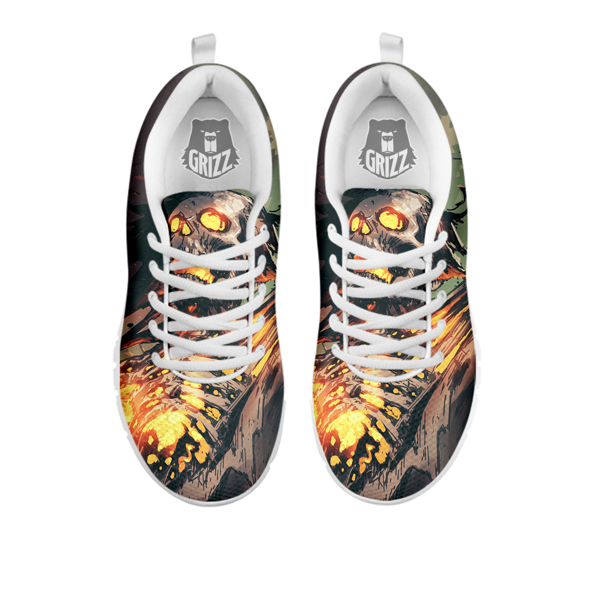 Ghost Skeleton Print White Sneaker-grizzshop