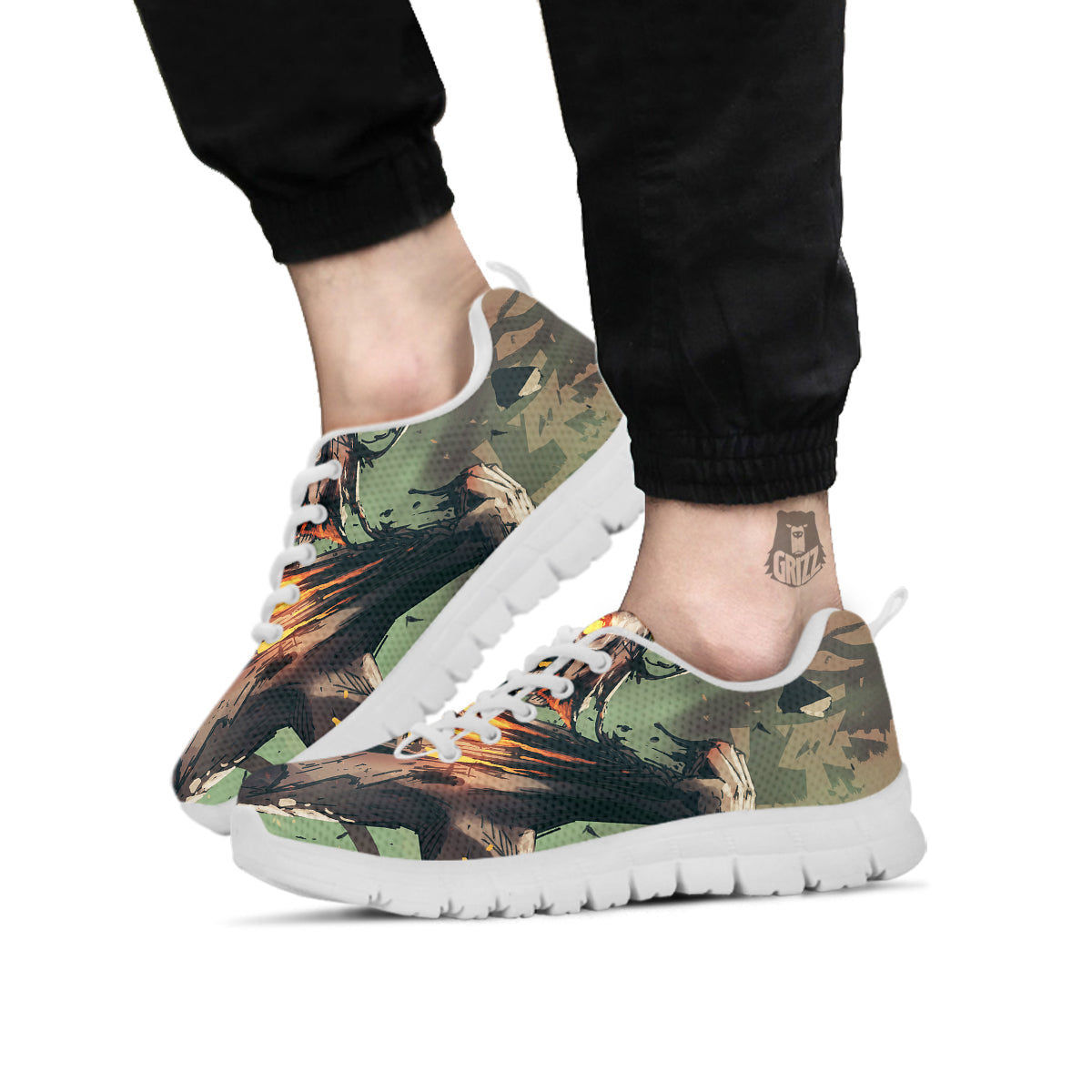 Ghost Skeleton Print White Sneaker-grizzshop